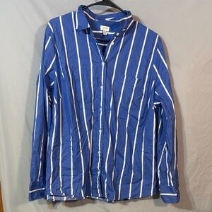 J Crew stripped blue and white button up shirt